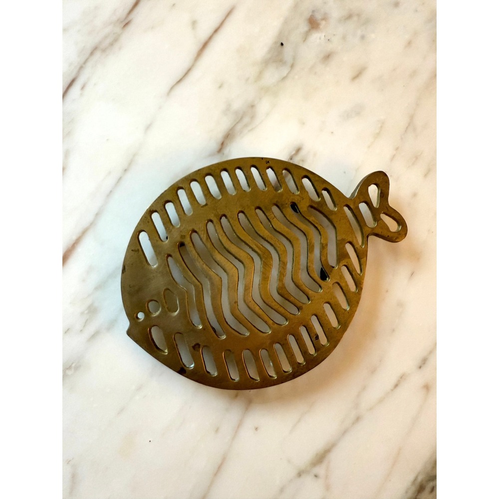 Vintage Brass Fish Trivet Tropical Fish Coastal Kitchen Decor